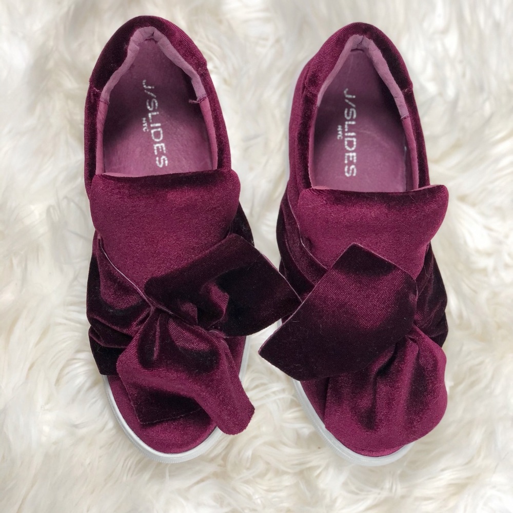 J/Slides Velvet Bow Platform Shoes - Picture 2 of 4